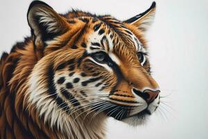 Portrait of a tiger on a solid color background. Close-up. ai generative photo