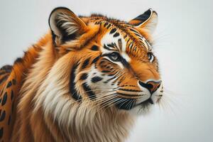 Portrait of a tiger on a solid color background. Close-up. ai generative photo