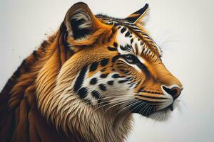 retrato de un Tigre en un sólido color antecedentes. de cerca. ai generativo foto