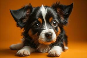 Portrait of a cute dog on a colorful background. Studio shot. ai generative photo