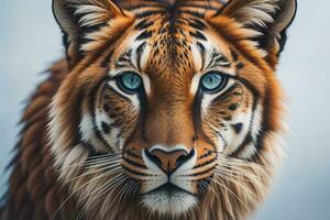 Portrait of a tiger on a solid color background. Close-up. ai generative photo