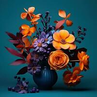 Orange and violet flowers photo