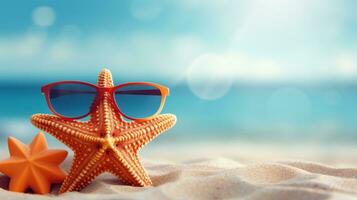 Starfish with sunglasses photo