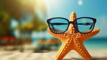 Starfish with sunglasses photo