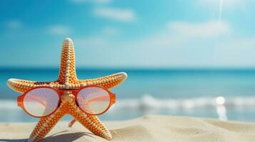 Starfish with sunglasses photo