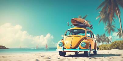 Cute retro beach car photo