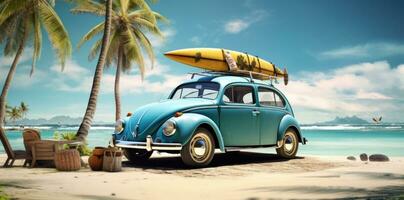 Cute retro beach car photo