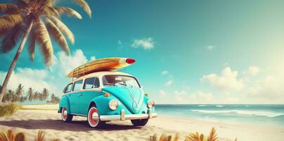 Cute retro beach car photo