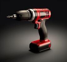 electric cordless screwdriver drill isolated on white background, created with technology photo