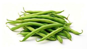 green beans on white background created with Generative AI technology photo