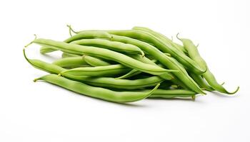 green beans on white background created with Generative AI technology photo