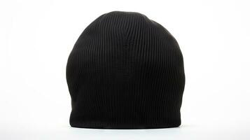 Black men's knitted hat isolated on white background. created with Generative Al technology photo