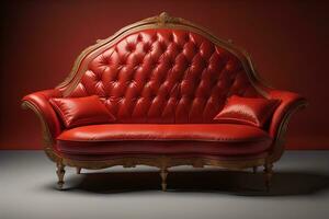 un creativo, vistoso, y elegante sofá en el interior, ai generado foto