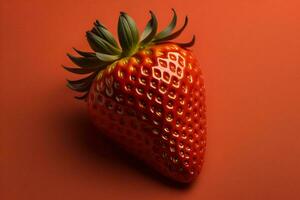 Strawberry on a red background. generative ai photo
