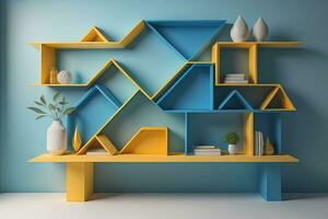 Bookshelf in scandinavian interior. ai generative photo