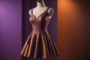 Women's evening dress on a mannequin in a fashion store. photo