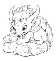 coloring page cartoon dragon vector