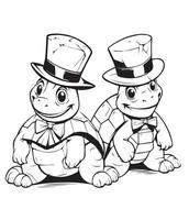 coloring page cartoon turtles vector