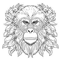 coloring page for adults Gorilla vector