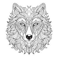 colorante página para adultos lobo vector
