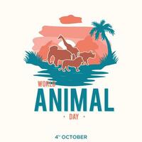 mundo animal día bandera con salvaje animales en pie vector