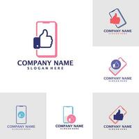 Set of Like Phone logo design vector. Smartphone logo design template concept vector