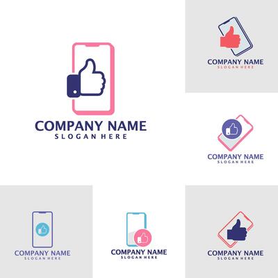 Set of Like Phone logo design vector. Smartphone logo design template concept