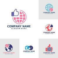 Set of Like World logo design vector. Good World logo design template concept vector