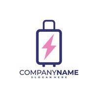 Thunder Suitcase logo design vector. Fast Suitcase logo design template concept vector