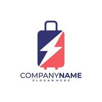 Thunder Suitcase logo design vector. Fast Suitcase logo design template concept vector