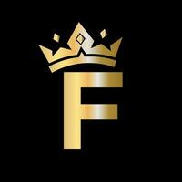 Crown Logo on Letter F Vector Template for Beauty, Fashion, Elegant, Luxury Sign