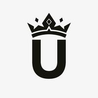 Crown Logo on Letter U Vector Template for Beauty, Fashion, Elegant, Luxury Sign