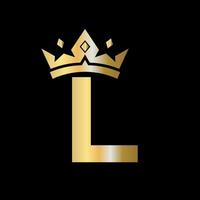 Crown Logo on Letter L Vector Template for Beauty, Fashion, Elegant, Luxury Sign