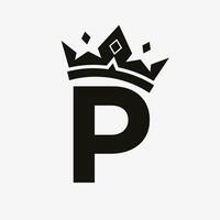 Crown Logo on Letter P Vector Template for Beauty, Fashion, Elegant, Luxury Sign