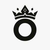 Crown Logo on Letter O Vector Template for Beauty, Fashion, Elegant, Luxury Sign