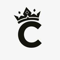 Crown Logo on Letter C Vector Template for Beauty, Fashion, Elegant, Luxury Sign