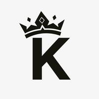 Crown Logo on Letter K Vector Template for Beauty, Fashion, Elegant, Luxury Sign