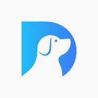 Letter D Pet Logo Design. Dog Logo Symbol Vector Template. Dog On Alphabet