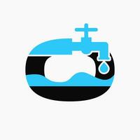 Letter O Plumber Logo Design. Plumbing Logo Symbol With Water and Water Tap Icon vector