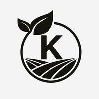 Letter K Agriculture Logo. Farming Logotype Symbol Template vector