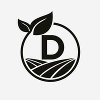 Letter D Agriculture Logo. Farming Logotype Symbol Template vector