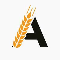 letra un trigo logo para agricultura símbolo vector modelo