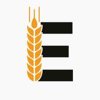 Letter E Wheat Logo For Agriculture Symbol Vector Template