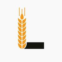 Letter L Wheat Logo For Agriculture Symbol Vector Template