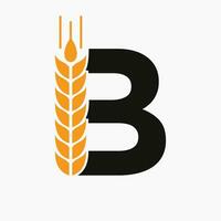 Letter B Wheat Logo For Agriculture Symbol Vector Template