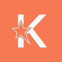 Star Logo On Letter K Moving Star Symbol Vector Template