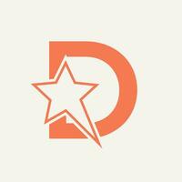 Star Logo On Letter D Moving Star Symbol Vector Template