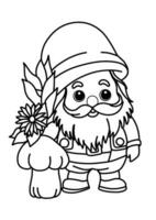 Coloring page with gnomes, autumn coloring page vector