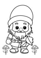 Coloring page with gnomes, autumn coloring page vector