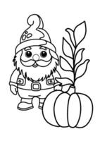 Coloring page with gnomes, autumn coloring page vector